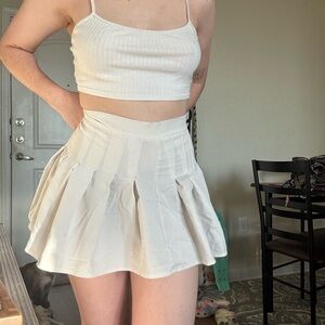 SHEIN Cream Pleated Skirt